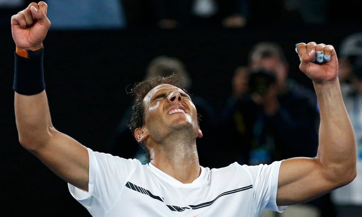 The Spanish bull celebrates at the 2017 Australian Open